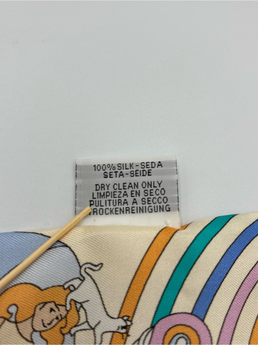 Hermes Carres Volants Twilly Scarf Pastel Blue Cream Multicolor Silk - Picture 6 of 6